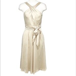 WHBM Champagne Twist Halter Belted Cocktail Dress 4